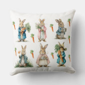 Decorative Spring Rabbit Flowers Throw Pillow クッション (裏面)