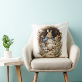 Decorative Spring Rabbit Flowers Throw Pillow クッション (椅子)