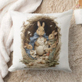 Decorative Spring Rabbit Flowers Throw Pillow クッション (ブランケット)