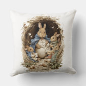 Decorative Spring Rabbit Flowers Throw Pillow クッション (裏面)