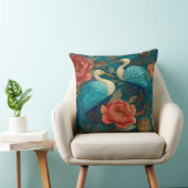 Decorative Swan Bird Flowers Throw Pillow クッション (椅子)