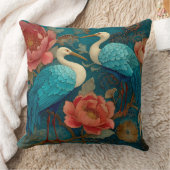 Decorative Swan Bird Flowers Throw Pillow クッション (ブランケット)