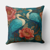 Decorative Swan Bird Flowers Throw Pillow クッション (裏面)