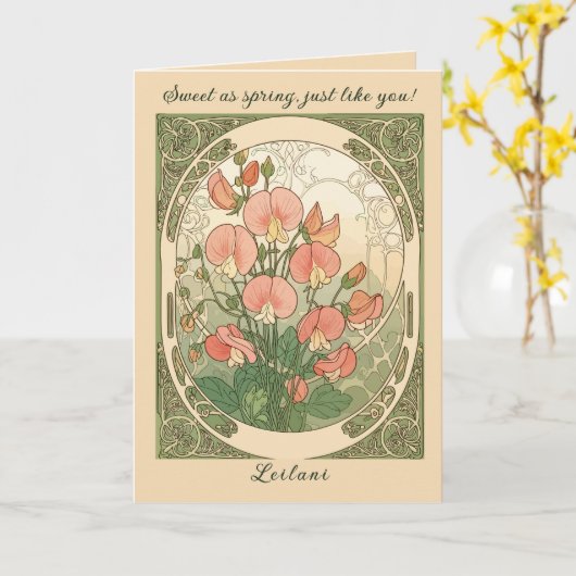 Decorative Sweet Pea Birth Month Flower カード (黄色い花)