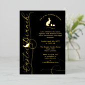 Decorative Swirls And Bunnies Easter Brunch 箔招待状 (立ち正面)