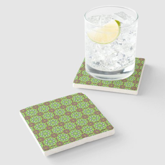 decorative symmetrical geometric pattern coaster ストーンコースター (横)