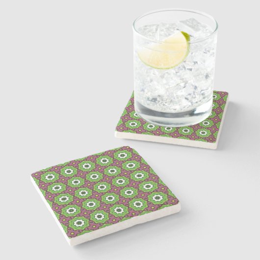 decorative symmetrical geometric pattern coaster  ストーンコースター (横)