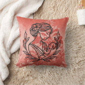 Decorative Throw Pillow – Mother and Child Floral  クッション (ブランケット)