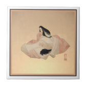 Decorative Tile with Ancient Japanese Print タイル (正面)