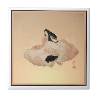 Decorative Tile with Ancient Japanese Print タイル