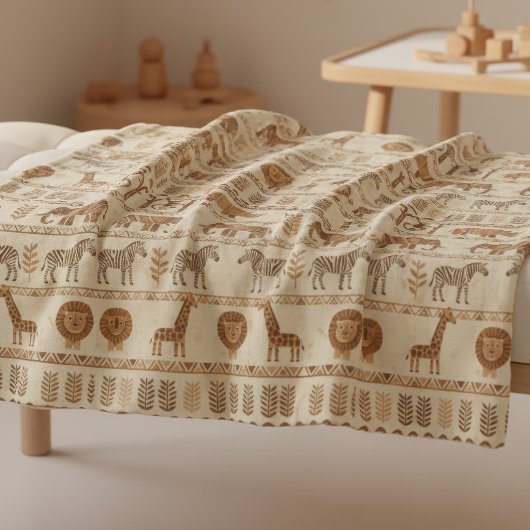 Decorative Tribal Border Safari ID1243 フリースブランケット