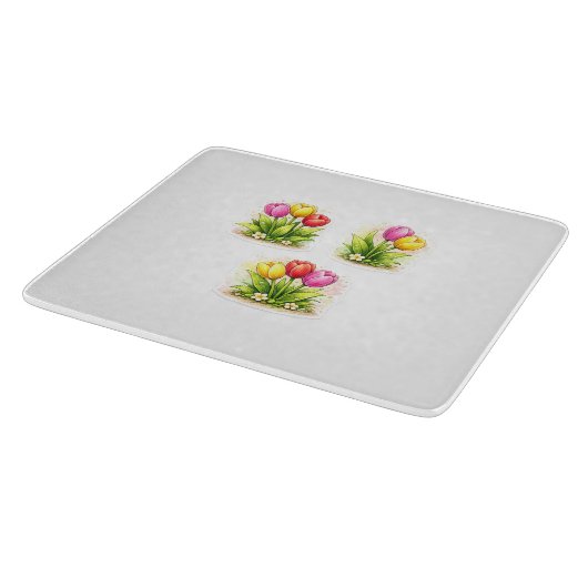 Decorative Tulip Glass Cutting Board カッティングボード (角)