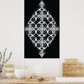 decorative white rhombus on black background ポスター (キッチン)