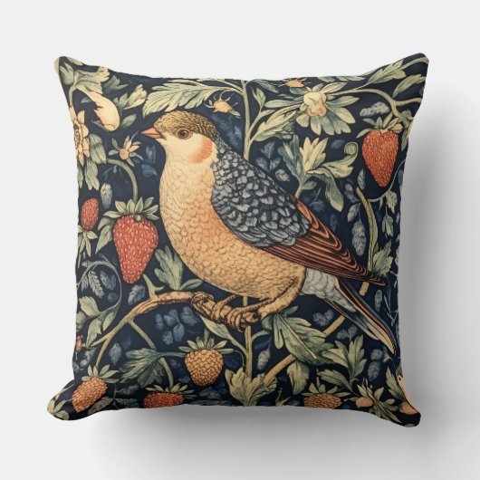 Decorative William Morris Bird Throw Pillow クッション (正面)