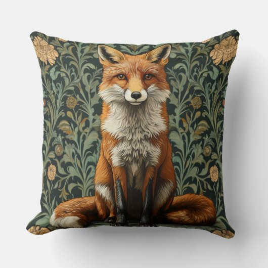 Decorative William Morris Fox Throw Pillow クッション (正面)
