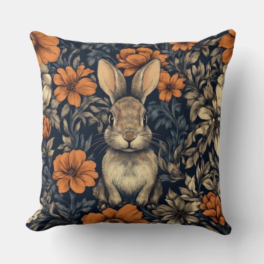 Decorative William Morris Rabbit Throw Pillow クッション (正面)