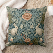 Decorative William Morris Rabbits Throw Pillow クッション (ブランケット)