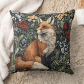 Decorative William Morris Style Wolf Throw Pillow クッション (ブランケット)