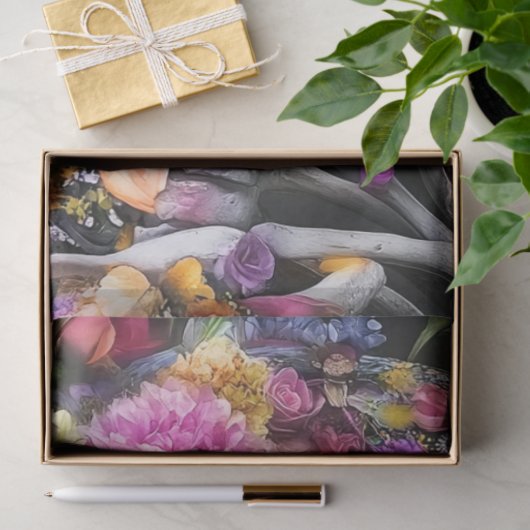 Decoupag3 Skull Bright Flowers Mixed Media 薄葉紙 (ギフト)