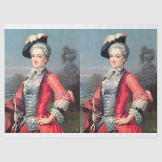 Decoupageのためのエレガントで18世紀な女性 薄葉紙 (正面)