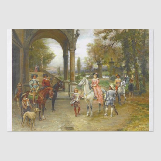 decoupageのための第17 C場面の美しい絵画 薄葉紙 (正面)