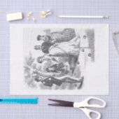 Decoupageの白黒Croquet場面 薄葉紙 (クラフト)