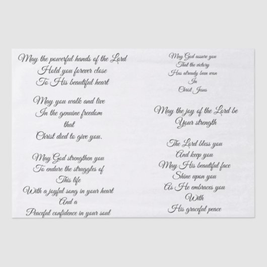 Decoupageの祈りの言葉のティッシュペーパー 薄葉紙 (正面)
