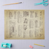 Decoupageグランジなロコモーティブのシート 薄葉紙 (クラフト)