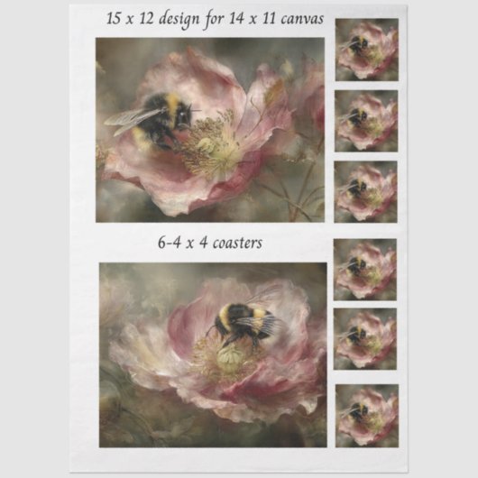 Decoupage 11x14 Design for Canvas Bumble Bee  薄葉紙 (正面)