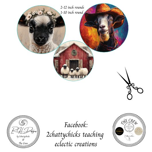 Decoupage 12 & 10" Round Farm Animals 薄葉紙