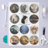 Decoupage 12 Devotional Faith Coaster Set 4" 薄葉紙 (クラフト)