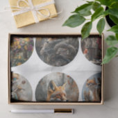 Decoupage 12 Fox 4" Coaster Woodland Designs  薄葉紙 (ギフト)