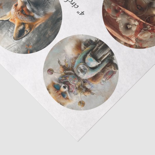 Decoupage 12 Fox 4" Coaster Woodland Designs  薄葉紙 (詳細)