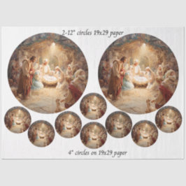 Decoupage 12" Nativity Scene Circles & 8 Coasters  薄葉紙