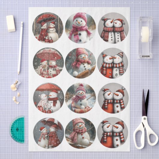 Decoupage 12 Whimsical 4" Coaster Santa Designs 薄葉紙 (クラフト)