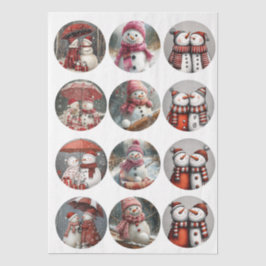 Decoupage 12 Whimsical 4" Coaster Santa Designs  薄葉紙