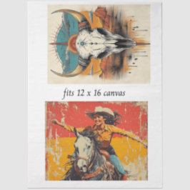 Decoupage 12x16 Cowgirl Roper & Skull Design  薄葉紙