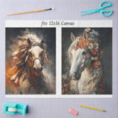 Decoupage 12x16 Horse Duo Stallion Southwestern  薄葉紙 (クラフト)