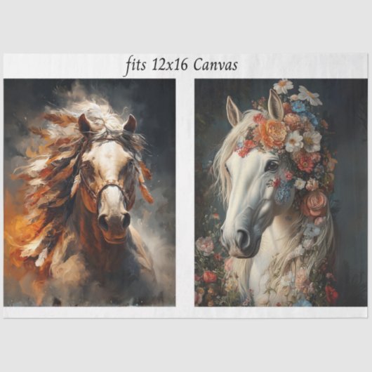 Decoupage 12x16 Horse Duo Stallion Southwestern  薄葉紙 (正面)