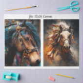 Decoupage 12x16 Stallion Horse Steampunk & Western 薄葉紙 (クラフト)