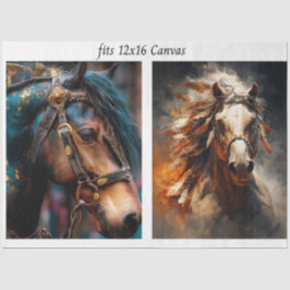 Decoupage 12x16 Stallion Horse Steampunk & Western 薄葉紙