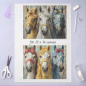 Decoupage 12x16 Whimsical 3 Panel Horses  薄葉紙 (クラフト)