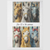 Decoupage 12x16 Whimsical 3 Panel Horses  薄葉紙 (正面)
