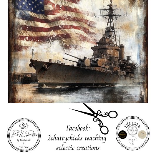 Decoupage 250th American Battleship Artwork 薄葉紙