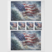 Decoupage 250th American Flag Rising in Ocean  薄葉紙 (正面)