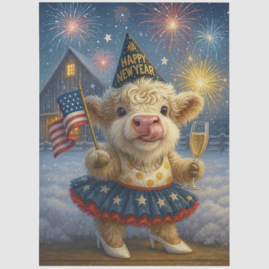 Decoupage 250th Birthday Highland Calf 4th July  薄葉紙 (正面)