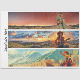 Decoupage 26x6" Cowgirl Western Designs Handsaws 薄葉紙