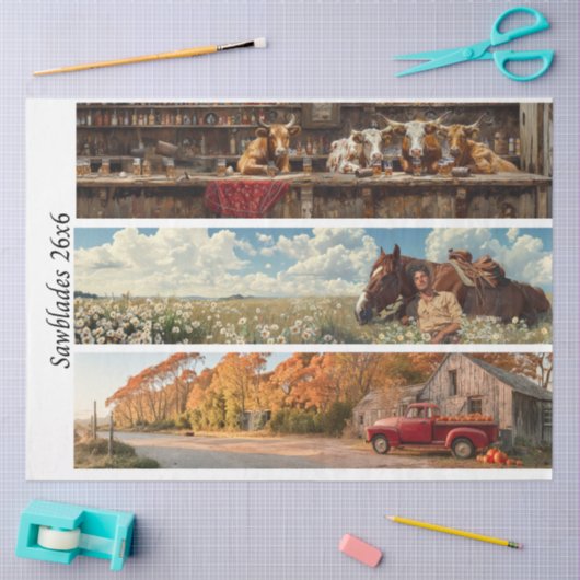 Decoupage 26x6" Handsaw Rustic Wall Art Designs  薄葉紙 (クラフト)