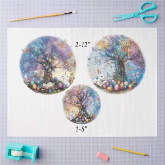 Decoupage 2-12" & 1-8" rounds Easter Egg Tree  薄葉紙 (クラフト)