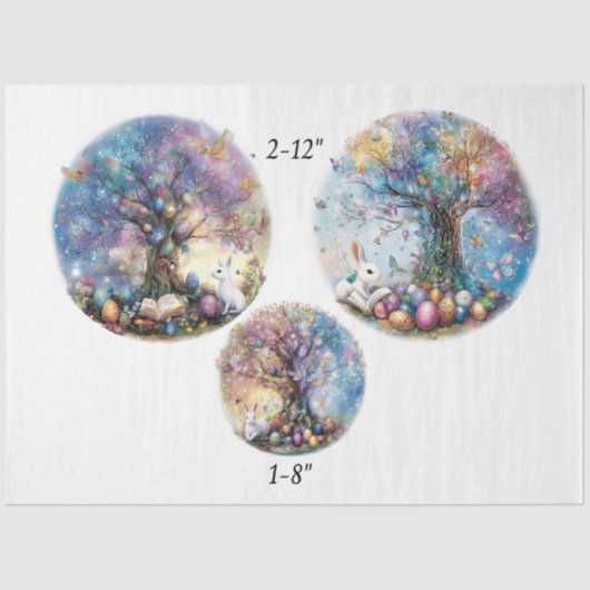 Decoupage 2-12" & 1-8" rounds Easter Egg Tree  薄葉紙 (正面)